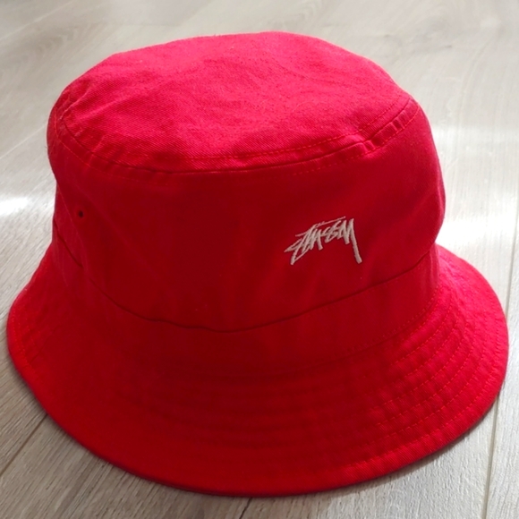 Stussy Accessories - Vintage Stussy 100% Cotton Cherry Red Bucket Hat Small NEW